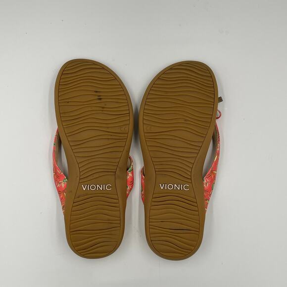 Vionic Bella II Patent Leather Bow Orthotic Flip Flop Sandals Papaya Coral sz 11 - Picture 7 of 8